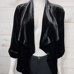Apt 9 Womens Velvet Open Front Cardigan Jacket Size XL Black Top